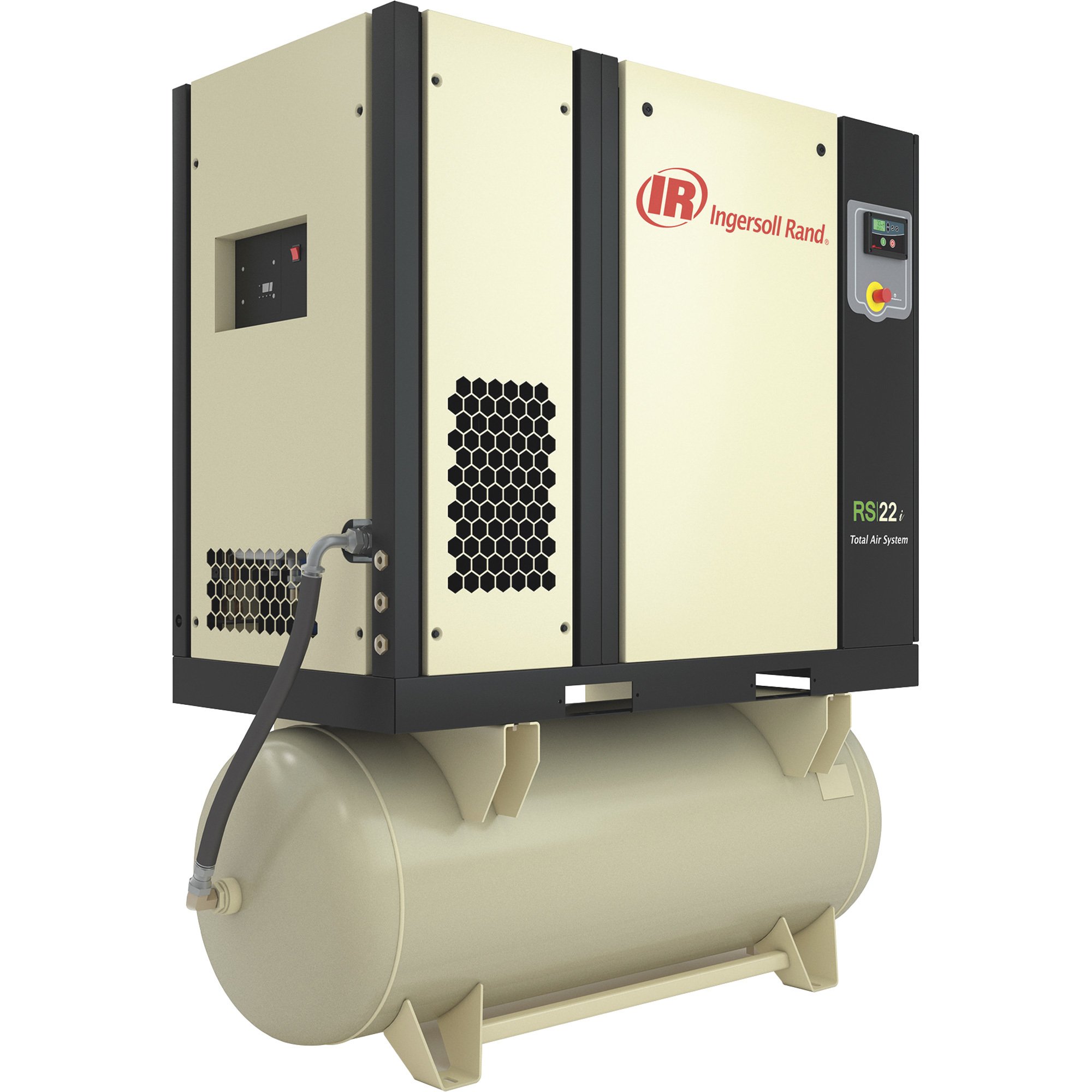 Ingersoll Rand Next Generation R-Series Oil-Flooded Rotary Screw Air Compressor With Integrated Air Dryer — 30 HP, 120 Gallon Horizontal, Model# RS22i-A118-TAS